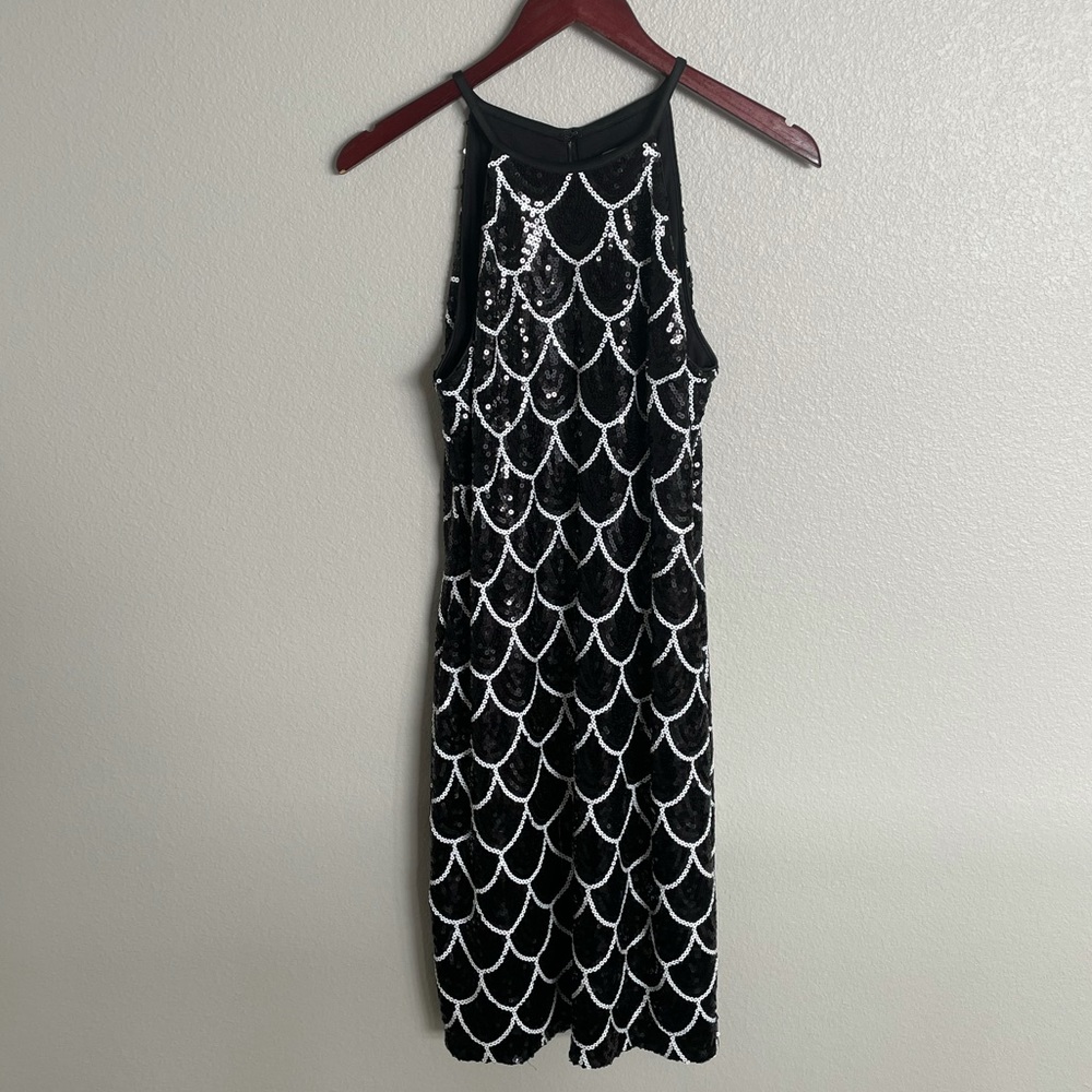 Cache High Neck Cocktail sequin dress